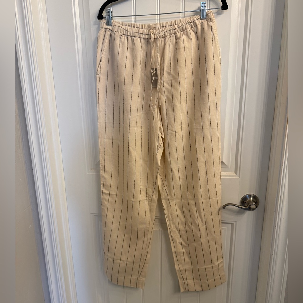 HAVEN WELL WITHIN LINEN BLEND DOBBY STRIPE PANTS NWT Size M